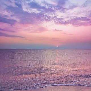 Take Me To Heaven cover: a pink and lilac sunset over a calm sea